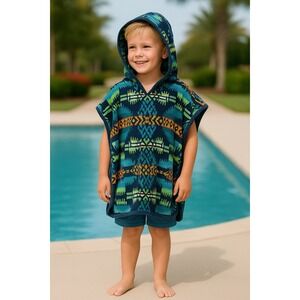 Pendleton Towel Poncho Youth Kids Southwestern Aztec Hooded‎ Boho Western